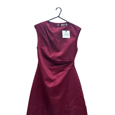 Atmos&Here Womens  Size 8 Rosie Structured Satin Mini Dress Deep Burgundy 