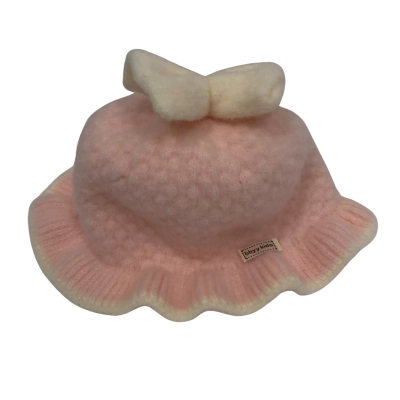 Baby Kids Knit Beanie With Bow Pink 