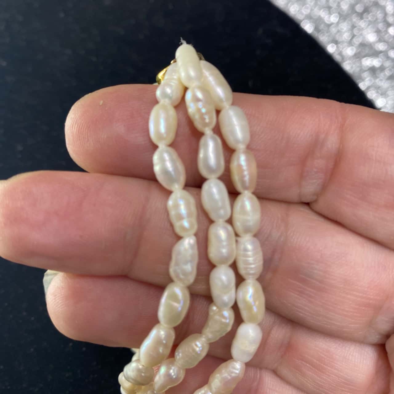 Freshwater Baroque Rice Pearl Triple Strand Bracelet