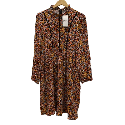 Sass Women's Size 8 Long Sleeve Dress Black  / Floral / Multicoloured BNWT