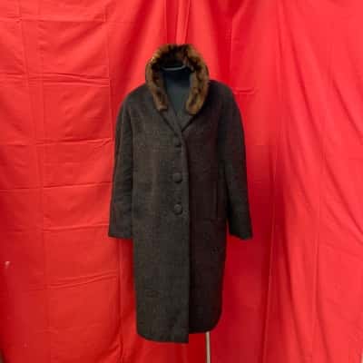  Womens Jaffe Size 16 Brown Vintage Wool and Mohair Coat (Loomed in Italy)