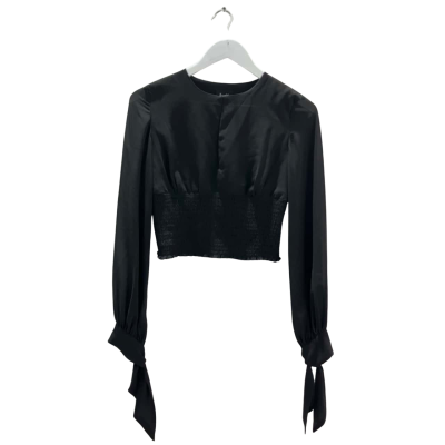 Bardot Women's Size 8 Black Long Sleeve Cropped Blouse