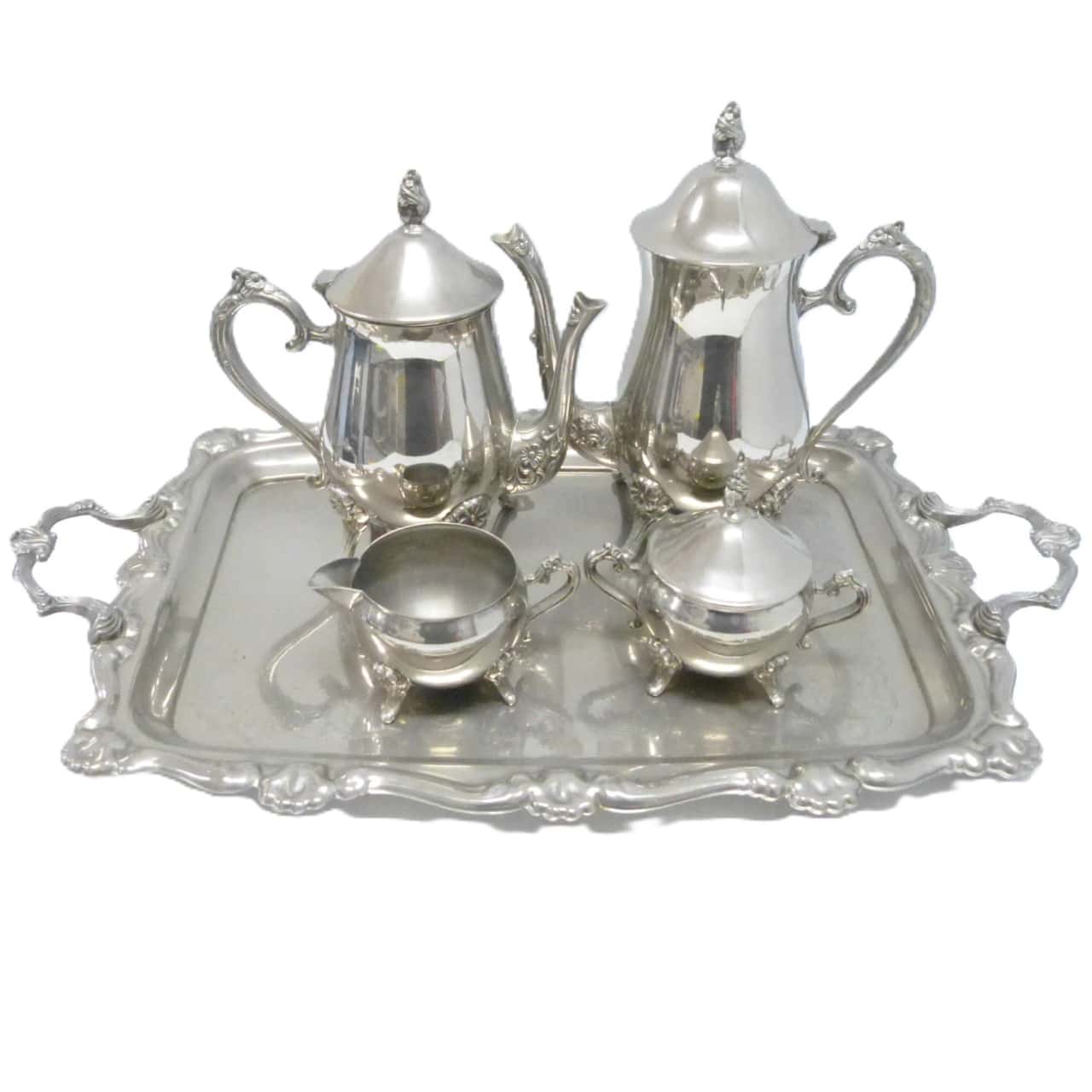 Vintage Silver Plated 5-Piece Tea & Coffee Set – Ornate Floral Design # ...