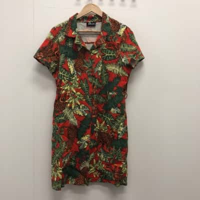 Revival Womens  Size 18 Midi Dress Green / Pattern / Red 