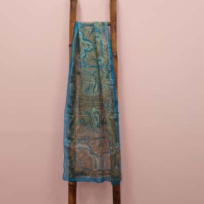  Women's Indian Silk Scarf Light Blue 