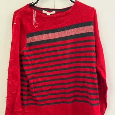 Noni B Womens  Size M Long Sleeve Top Black  / Red 