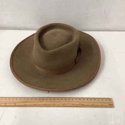 Vintage Cobb & Co Mens Fedora Brown 100% pure rabbit fur