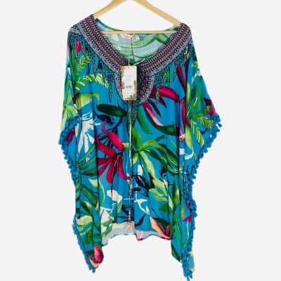 Millers Woman -  Blue Fern Rayon Kaftan (Size 18)
