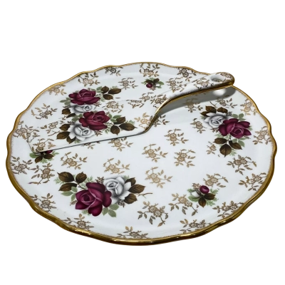 Old foley cake plate and knife