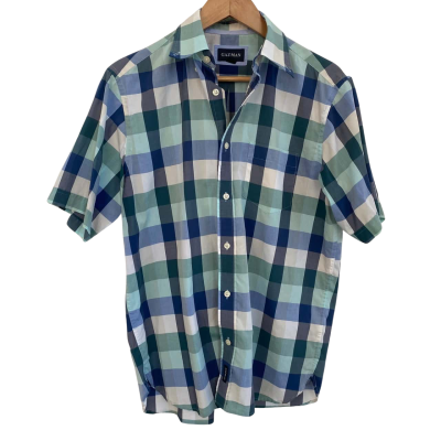 Gazman Mens  Size S Checked Shirt / Short Sleeve Shirt Blue / Checked / Green / White 
