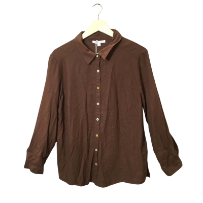 Women’s Size 14 Grae Linen Brown Long Sleeve Shirt 