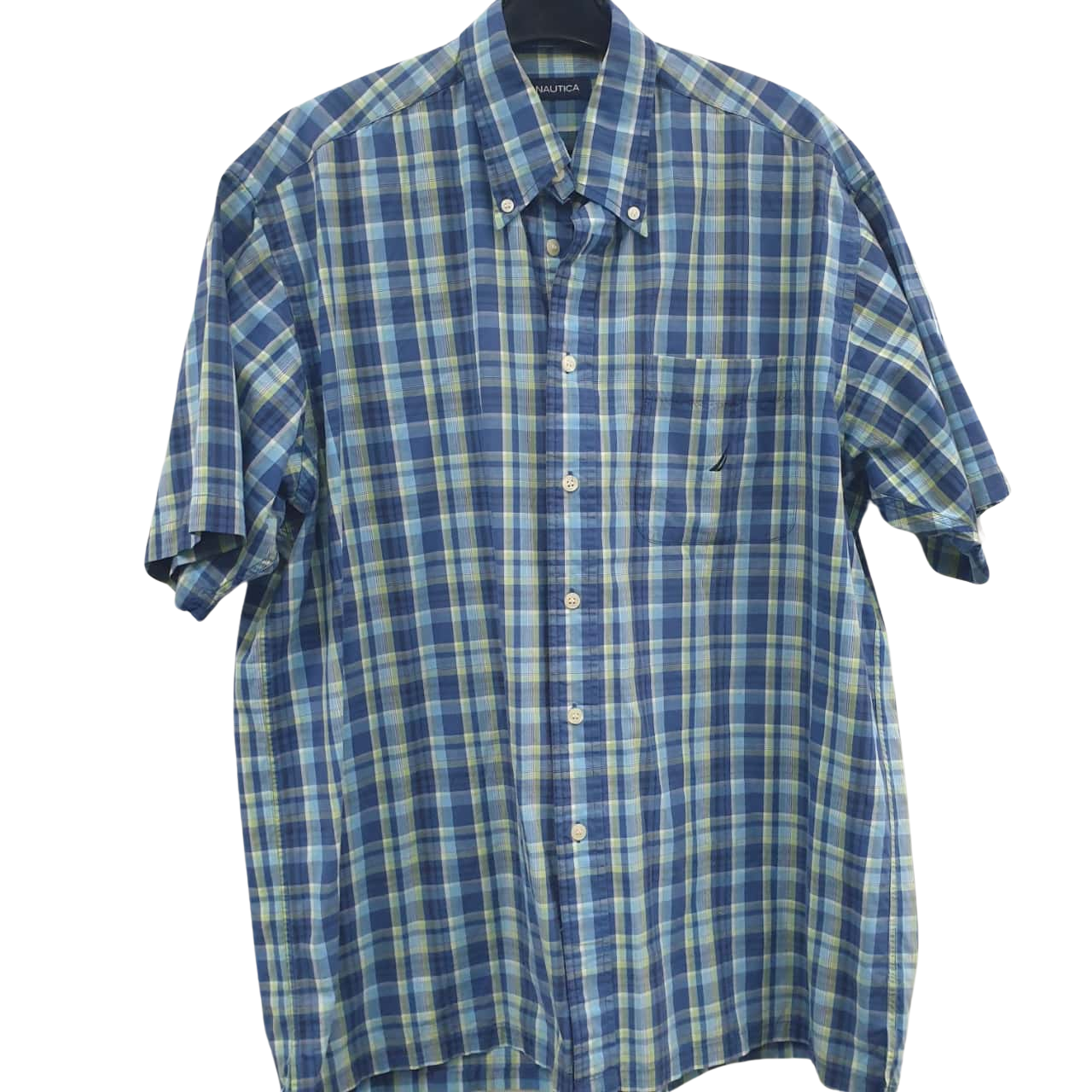 Nautica Mens Classic Fit Solid Linen Short Sleeve Shirt White Size X Large