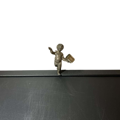 Amorcillo Child with Silver Metal Container from Early 20th Century 