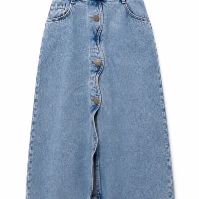 Zara Light Wash Denim Midi Skirt – Size L – NWT