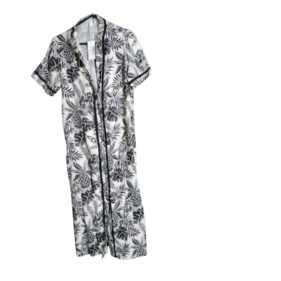 As New With Tags Adorne Womens Size 12 Linen Black White Print Shirt Dress 