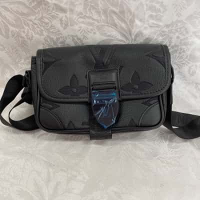  Super Cute Black with Embossed Flower Detail Cross Body Bag 