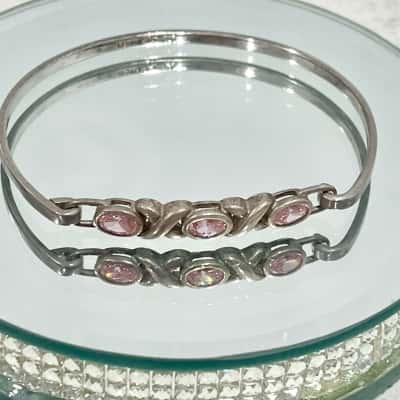 A & C 925 CZ Bangle w/pink stones