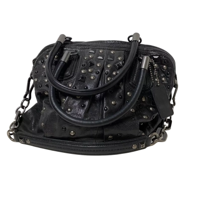 Coach Kristin Studded Pleated Leather Satchel Bag Black  
