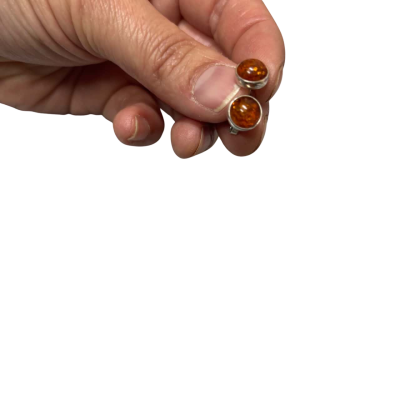 Amber/Sterling Silver Studs