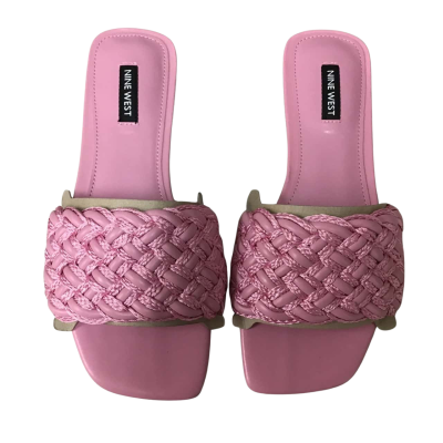 Nine West Womens  Size 7 Leather? Medium Pink Mac12 Woven Fabric Slide 