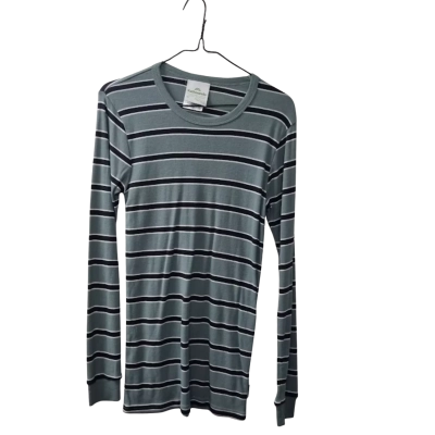 Kathmandu Men's Size M Long Sleeve Top Black  / Green / Striped / White 