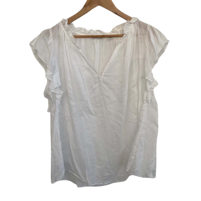 Country Road Womens  Size 12 Short Sleeve Top / V-Neck Top White 