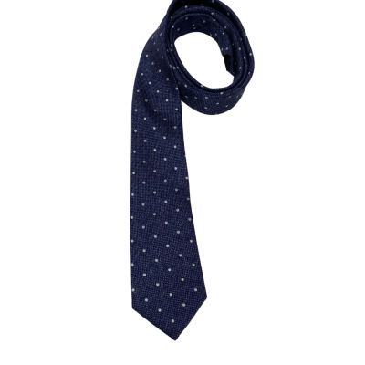 Zenetti Mens 100% Silk Tie Navy Blue / Polka Dot 
