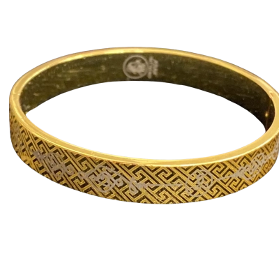  Womens Thai ‘CTR Co Ltd’ gold plate 6cm Bangle with Buddhist script.