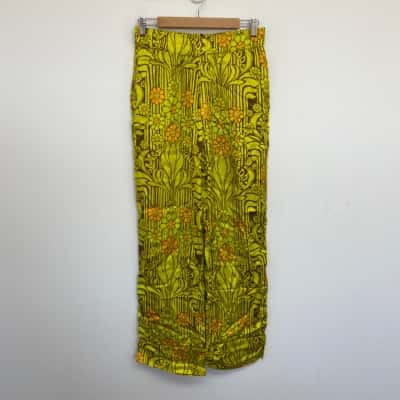 Damson Madder Yellow Floral Retro Botanical Print EcoVero Viscose Pants  Size 8 