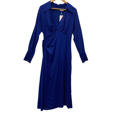 *NEW* Cue Women's Size 10AU/M Long Sleeve Ruched Midi Dress - Cobalt (RRP $299 Myer)