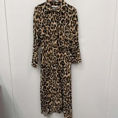 Zara Leopard Print Shirt Dress - Size XS 