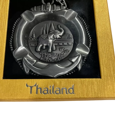 Vintage Sinthai metal plate with stand