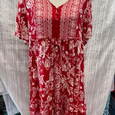  NEW WITH TAGS RRP $59.99 Womens Size 12 Babydoll Dress Red/White 