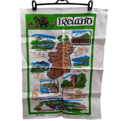 Vintage Mid Century Linen IRELAND Tea Towel by Causeway. Made in Ireland. 72 X 55 CM