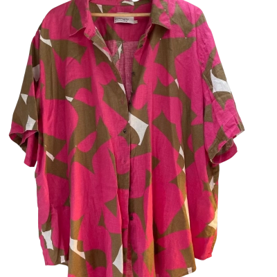 Commonry Size 22 Short Sleeve Top Brown / Pink  / White 