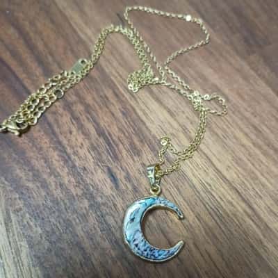 Shell Moon Crescent Pendant on Chain