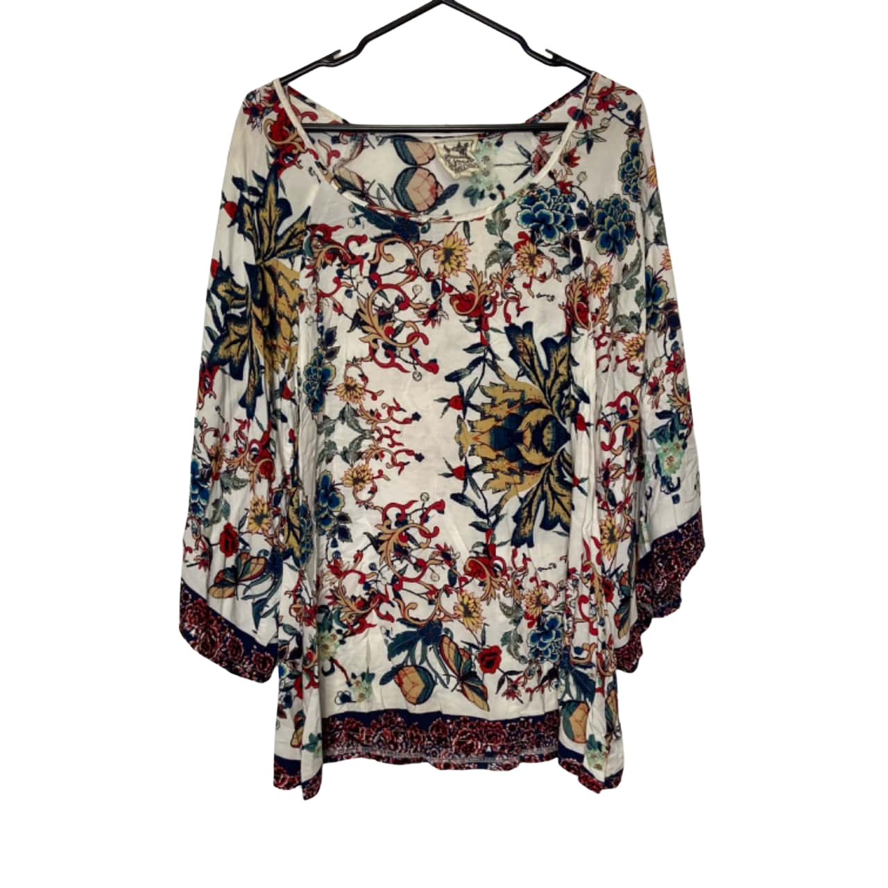 Jaase Womens Size XS Long Sleeve Floral Crew Neck Top Multicoloured