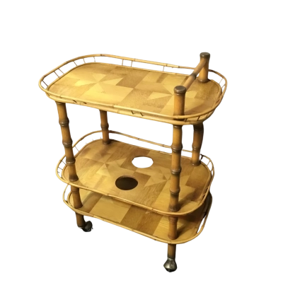 Vintage Bamboo Bar Cart