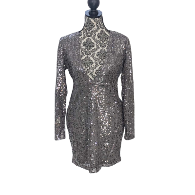 Boohoo Womens  Size 10 Cocktail Dress Silver 