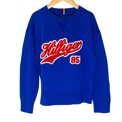 TOMMY HILFIGER Kids Size 8-9 Cotton Jumper Blue 