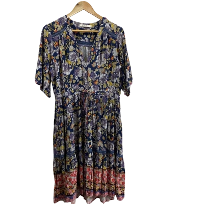  Womens  Abel The Label Size XL Midi Dress Floral/Navy