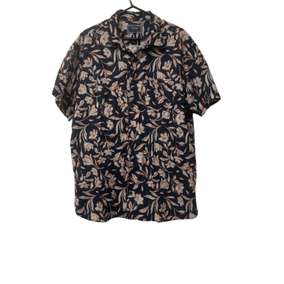 Mens Gazman Size XXL Short Sleeve Shirt Blue / Burnt Orange / Off White 