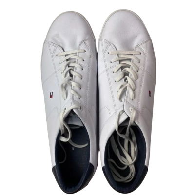 Tommy Hilfiger Mens Essential Leather Detail Sneakers Size 14 White 