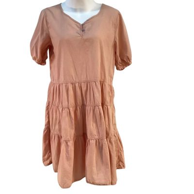Primness Women's One Size Short Sleeve Peach Dress