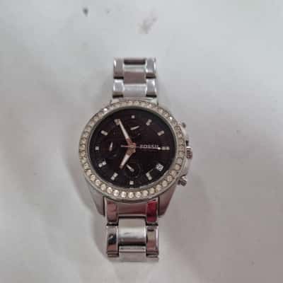 FOSSIL 'ES2682' Silver Stainless Steel Women's Chronograph Wristwatch 