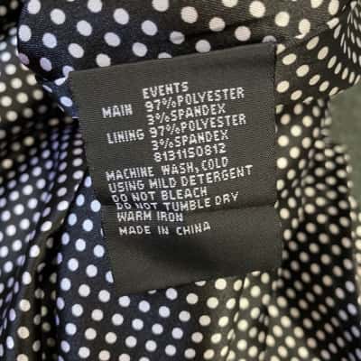 Events Women's Size 12 Casual Dress Black  / Polka Dot / White 