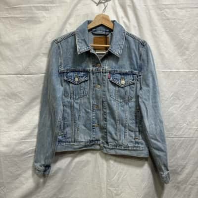 Levis Womens Size L Denim Jacket Blue / Pink  / White 