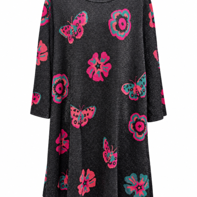 Gorman Black Metallic Butterfly Knit Dress – Size 18
