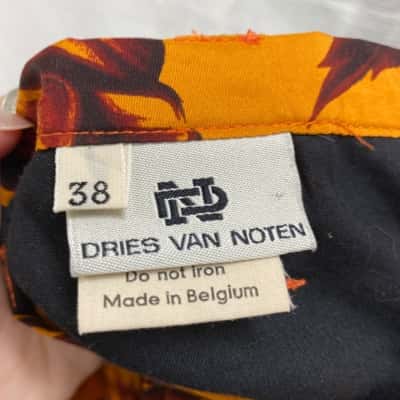 DRIES VAN NOTEN BELGIUM 100% SILK WIDE LEG PANTS SIZE 38