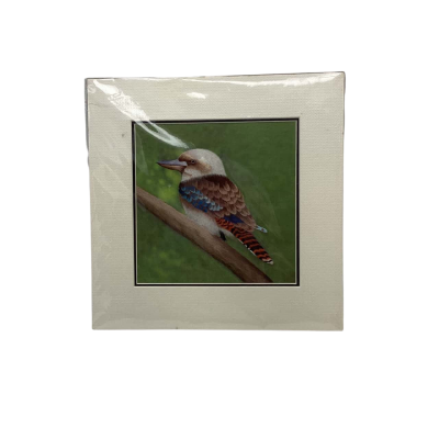 Susho King Art Silk Hand Stitched Kookaburra 19x19cm Silk w/ 30x30cm Frame BRICA2